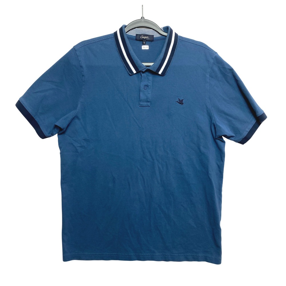 Chevignon Polo Shirt Mens XL Blue Slim Fit Tipped Collar Duck Logo 609D033